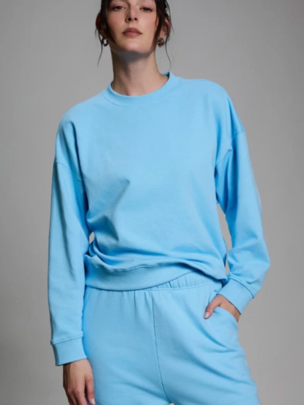 NEW Year Of Ours Oversized Crew Neck Pullover Sweatshirt Sky Blue Size XS/S
